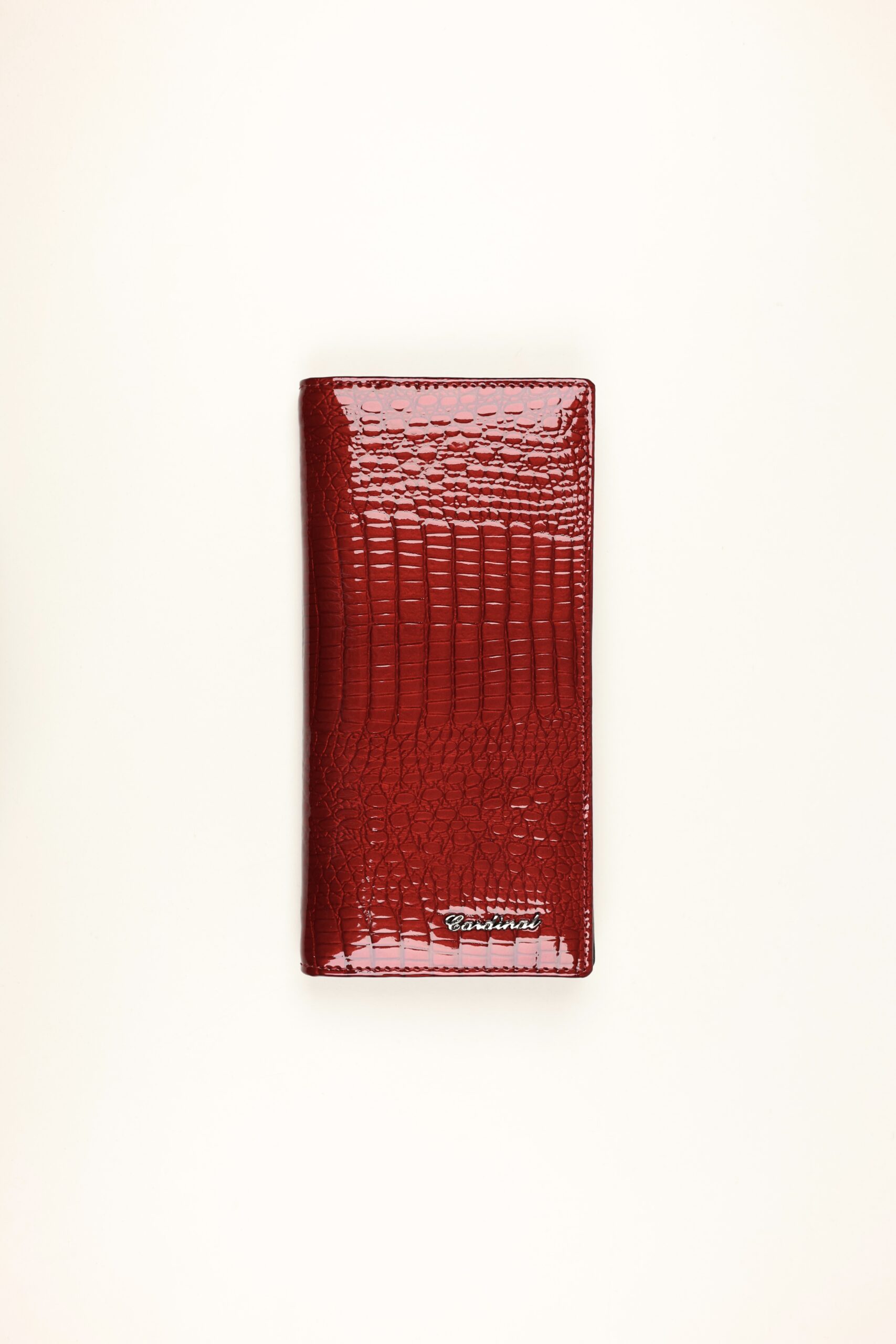 Жіночий шкіряний гаманець-клатч Cardinal (червоний лак, під рептилію)