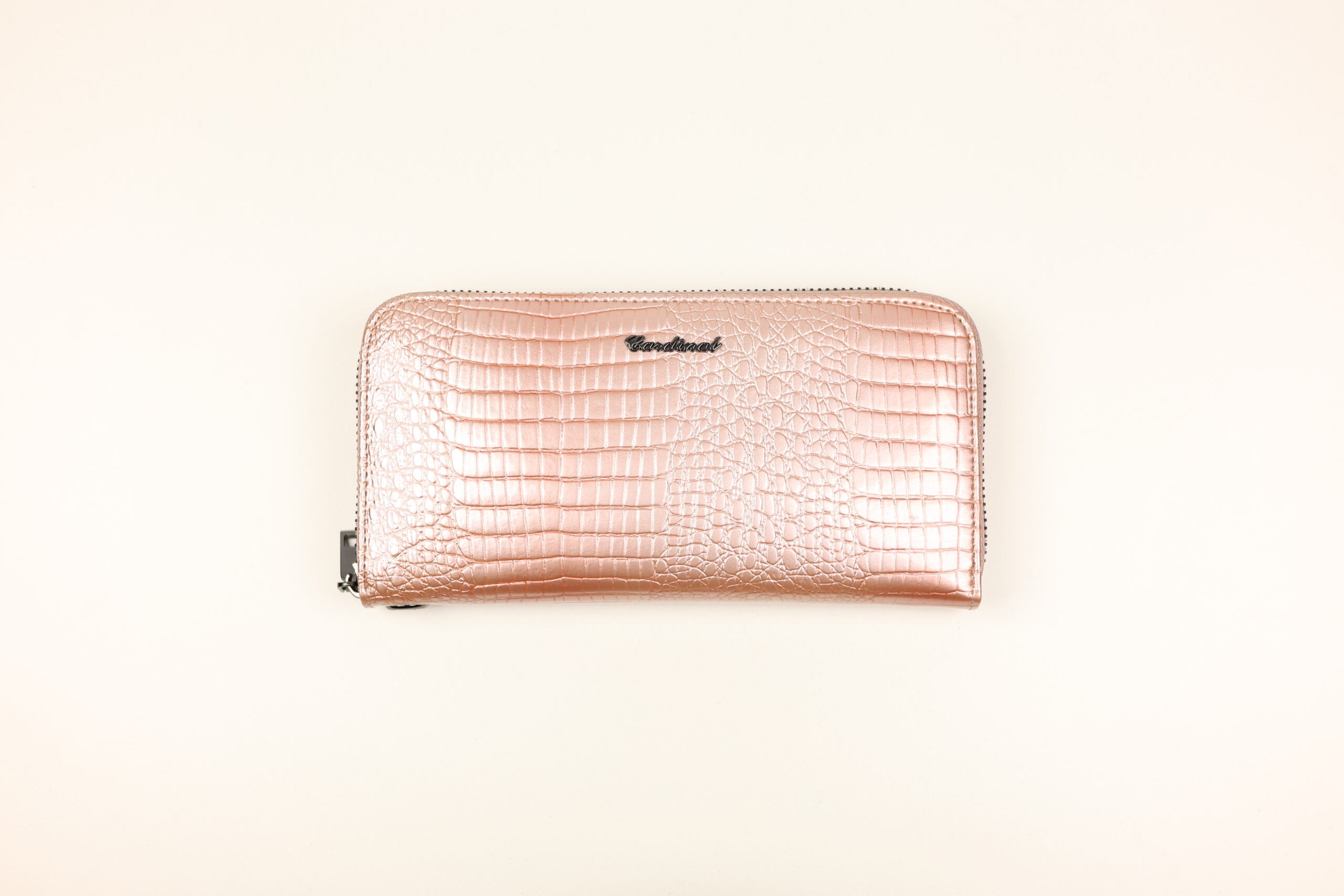 Жіночий шкіряний гаманець Cardinal на блискавці лаковий (текстура крокодил)