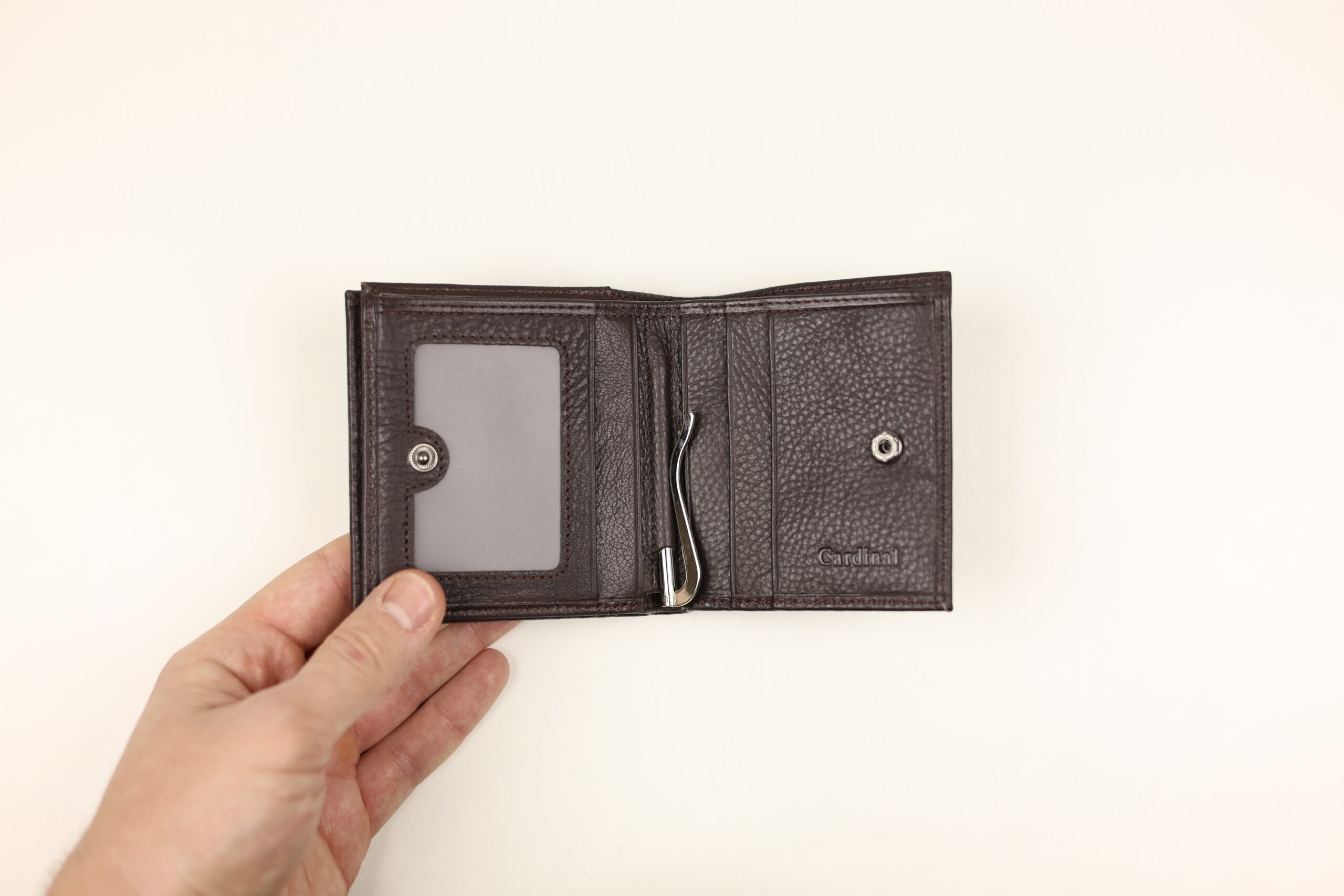 Чоловічий гаманець шкіряний затискач cardinal на кнопці Чоловічий гаманець шкіряний затискач cardinal на кнопці